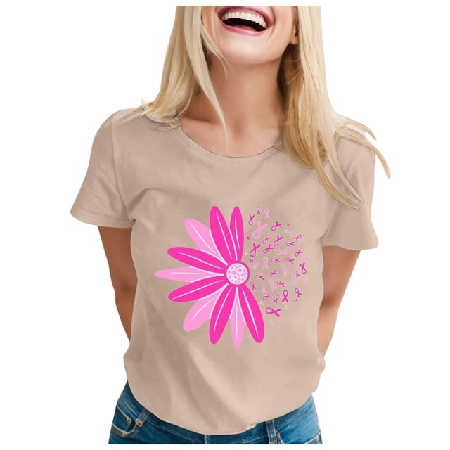 TSADFHJI Hauts et Robes d'Été pour Femmes T-Shirt à Manches Courtes Imprimé Col Rond Haut Blouse L Kaki