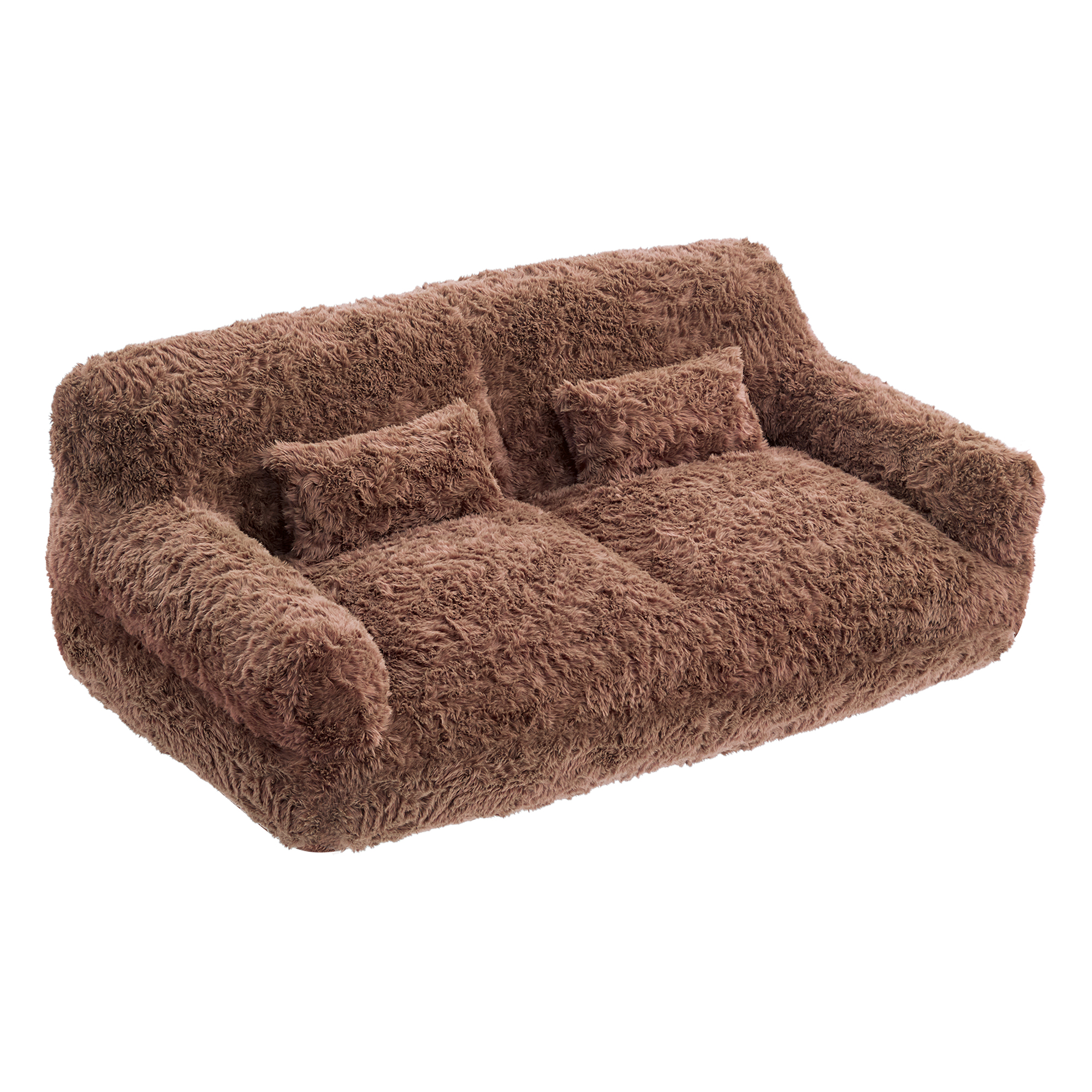 Spruce & Spring Ultra-Plush Fleece Lazy Sofa with Pillow & Blanket, Cozy Bean Bag Loveseat for Living Room & Bedroom, Rust