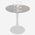 thumbnail image 3 of 27.6-inch white coffee table, mid-century modern style dining table, suitable for 2-4 people, featuring a round light gray veined marble tabletop, perfect for various settings., 3 of 6