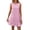 Pink, variant on Cotton Linen Sundress for Womens Summer Crewneck Ruffle Hem Sleeveless Shift Dress Casual Mini Dresses