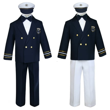 

Baby Boy Kids Toddler Captain Sailor Suit Formal Party Nautical Navy White SM-13