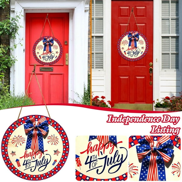Viflosae Savings Independence Day Memorial Door Hanging Wooden Decoration Hanging Sign Savings on flyer items