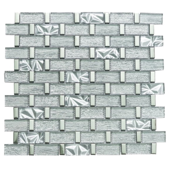 The Tile Life Wonderland 1" x 2" Winter Snow Matte Glass Mosaic Wall Tile, 1 Sheet