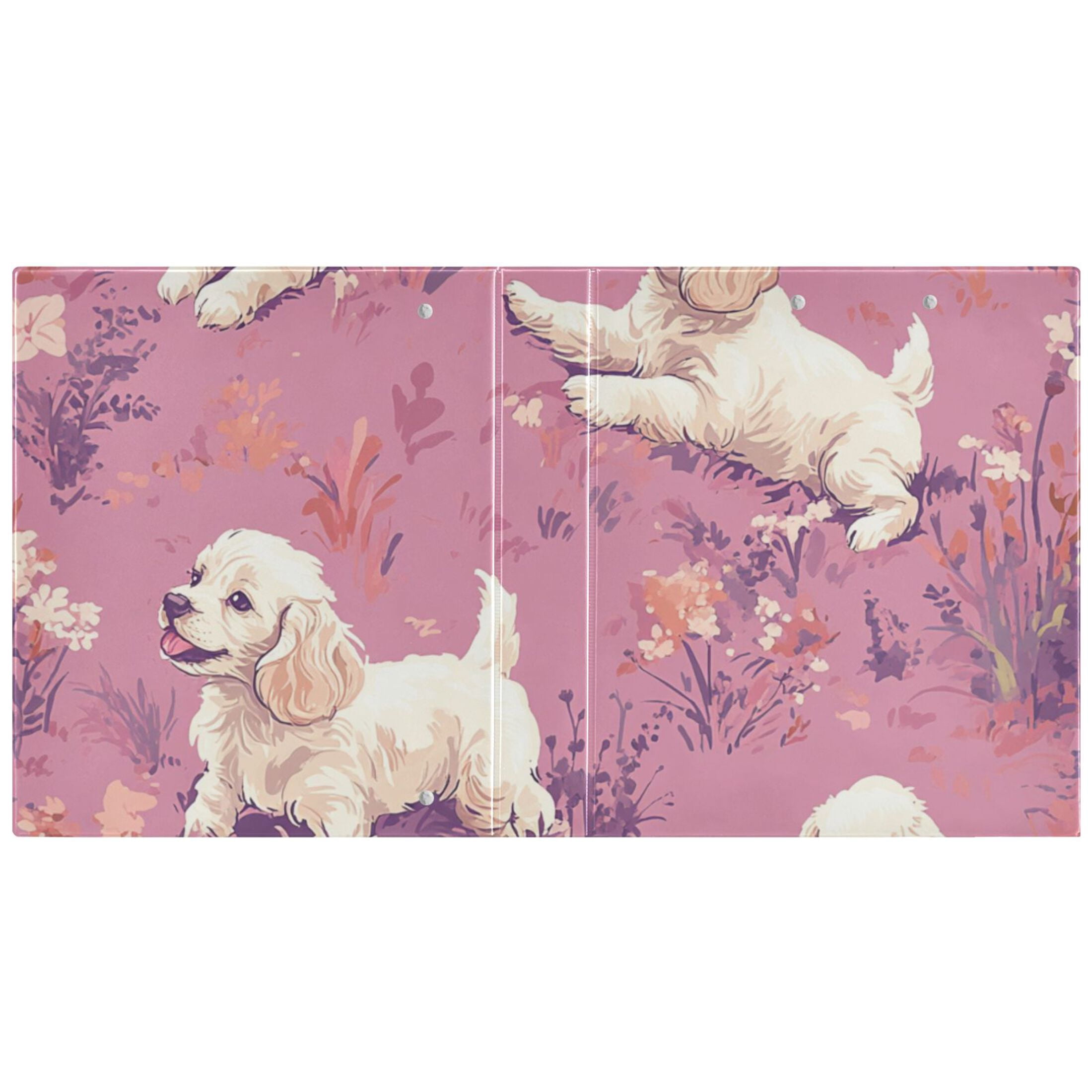 Cute Dogs Play in Grass 3 Ring Binders 1.5 inch Hardcover File Folders with Interior Pockets A4 Size Organizer for School Office Hospital Set of 2