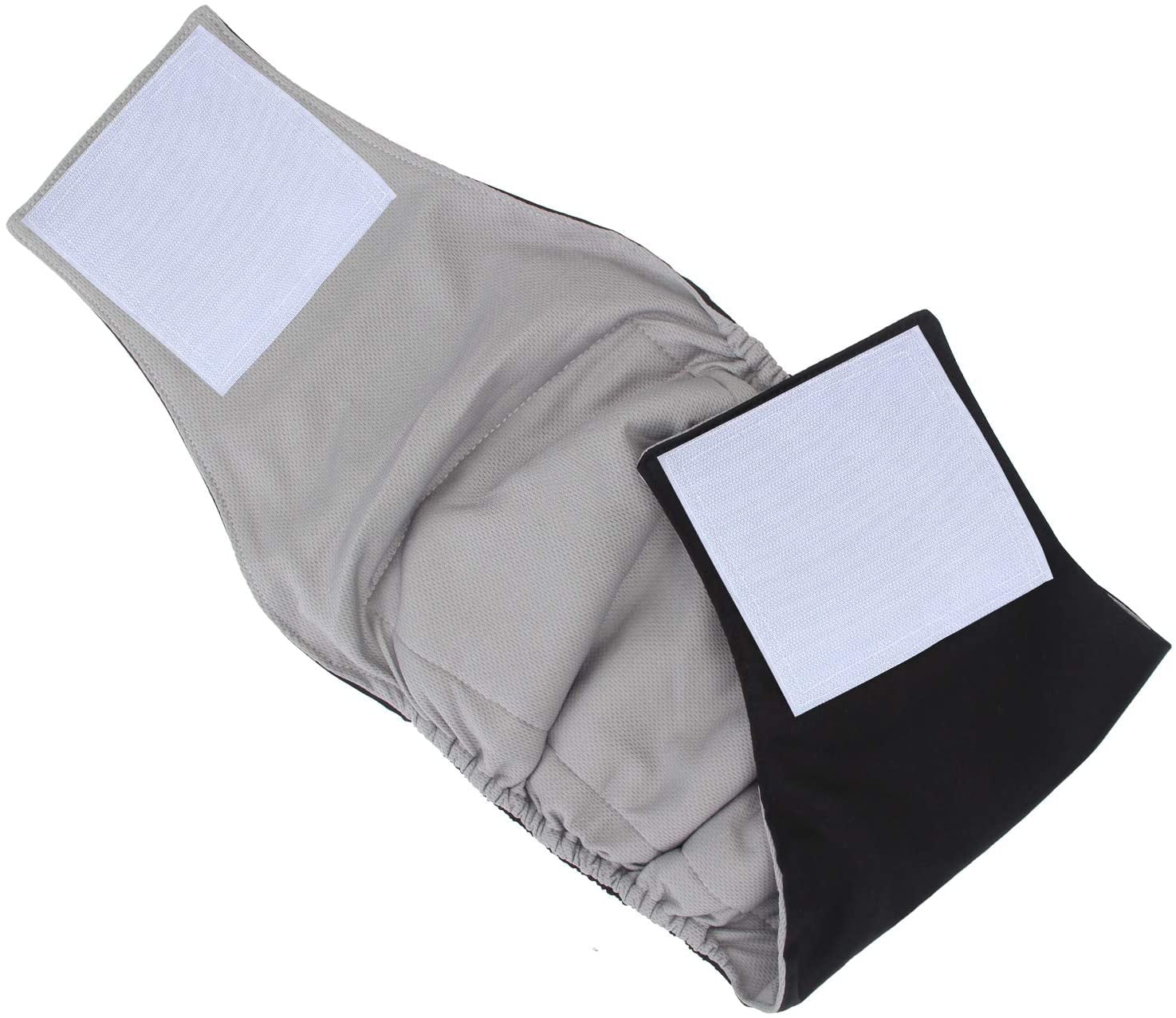 Genwiss 3 Pack Male Dog Diaper Wrap with Gray Lining, Washable Puppy Belly Bands, Super-Absorbent and Comfortable (L1,16-20" Waist, Black+Gray+Coffee)