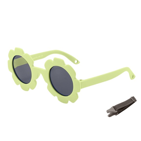 Quaouag Baby flower Sunglasses with Strap girls Flexible Bendable Polarized Sunglasses for Infant Boys Girls 0-24 Months