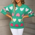 thumbnail image 6 of XPMWRP Women's Cute Heart Winter Warm Sweater Knitted Top Casual Crewneck Long Sleeve Blouses Fashionable Sweaters Pullover Green L, 6 of 9