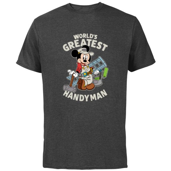 Disney Mickey Mouse "World's Greatest Handyman" - Short Sleeve Cotton T-Shirt for Adults - Customized-Charcoal