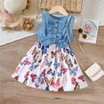 thumbnail image 2 of EnJoCho Children's Clothing Summer Girls' Denim Patchwork Butterfly Printed Vest Dress for Small and Medium Sized Children Fashion Solid Party Dress Little & Big Children Girl Clothes, 2 of 9