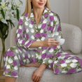 thumbnail image 5 of KLL Rose Flowers Print Women's Long Sleeve Pajamas with Pants Sleepwear Loungewear 2 Set-XX-Large, 5 of 7