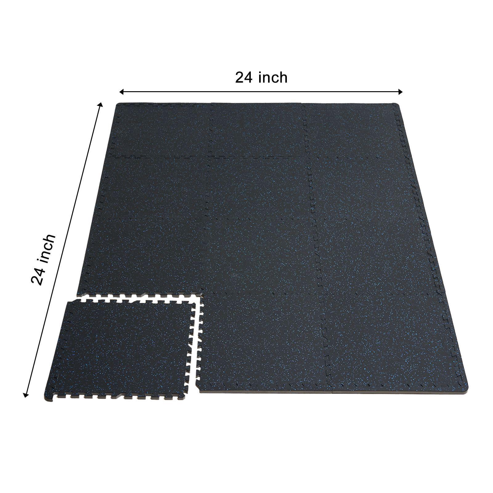 0.56 Inch Thick 12 Pack Interlocking EVA Foam Gym Mats 25x25 Inch Black Blue Rubber Surface Puzzle Exercise Floor Mat 48 Sq Ft for Home Garage Fitness