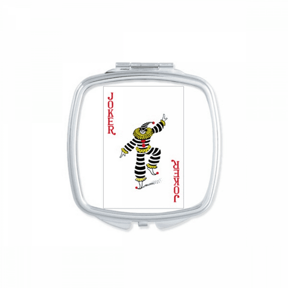 Red Joker Playing Cards Pattern Square Mirror Portable Compact Pocket Makeup Double Sided Glass