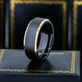 thumbnail image 2 of 8mm Men's Black Cobalt Wedding Band, Brushed Finish Yellow Gold Beveled Edge Ring - CT852WAs8, 2 of 4