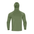 thumbnail image 5 of BiZtdJrK Mens Long Sleeve Ice Silk Sun Protection Shirt with Mask Lightweight Rash Guards Cool Hooded Fishing Shirts Thumb Holes Workout Tops Army Green XL Mens Gifts, 5 of 10