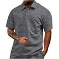 thumbnail image 2 of T-shirts for Men Plus Size under $5 Short Sleeve Turndown Collar Solid Color Breathable Button Polo T-Shirt Summer Collared Golf Shirt Dark Gray XXXL, 2 of 5