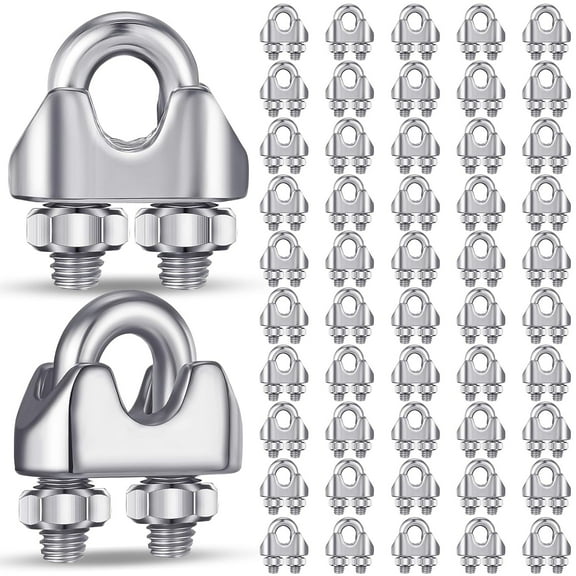 Generic 50 Pcs 1/8 Inches M3 Stainless Steel Wire Rope Cable Clip Clamp 304 Stainless Steel Wire Rope Clamp Clip Wire Cable Clamp Wire Rope Clips U Bolt Saddle Fastener