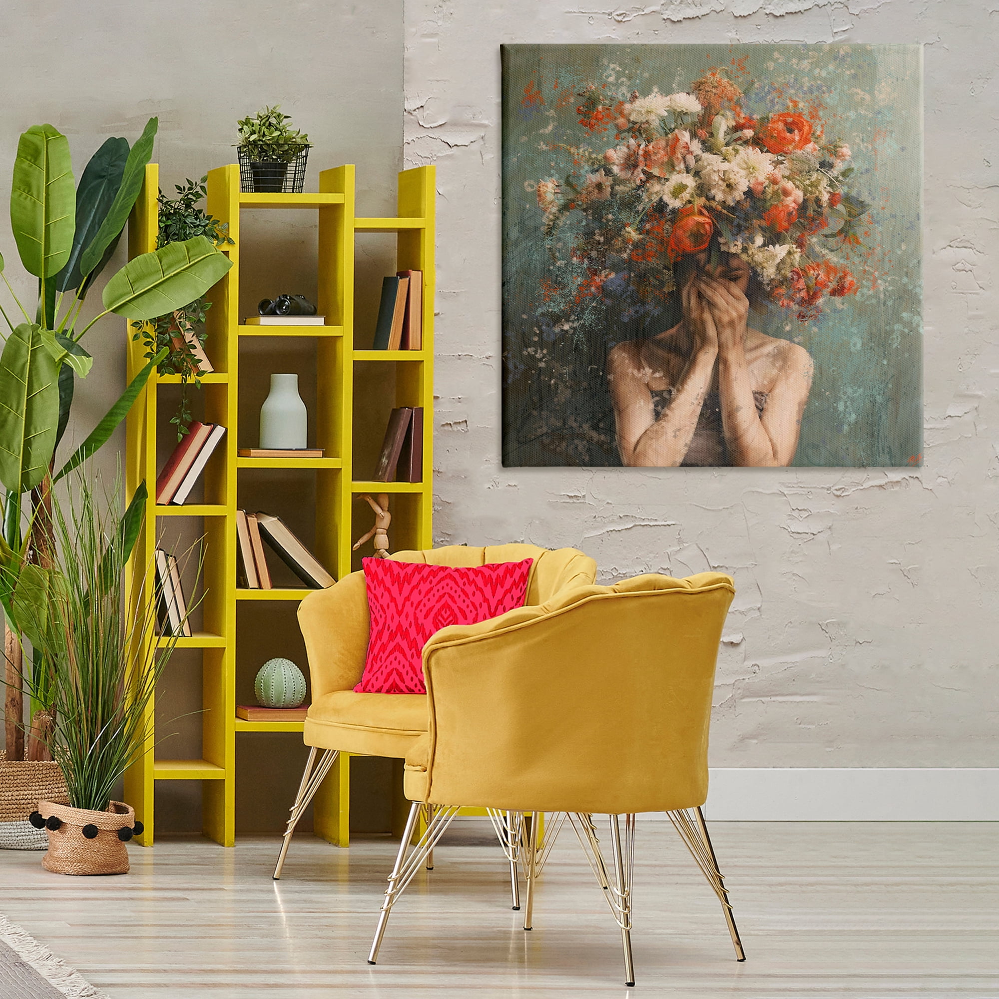 Stupell Industries Floral Figure Portrait Floral & Botanical Painting Wrapped Canvas Art Print Wall Art, 36 x 36