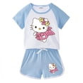 thumbnail image 2 of Traje deportivo informal de Hello Kitty, novedad de verano, pantalones calientes de dibujos animados para niñas, traje superior cómodo de algodón de dos piezas de manga corta para bebé, 2 of 5