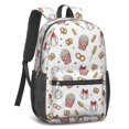 thumbnail image 2 of Baseballs and Snacks White Pattern 17" Waterproof Oxford School Backpacks for Teens, S-Shape Padded Straps, for School, Travel, Hiking, Camping, 2 of 3