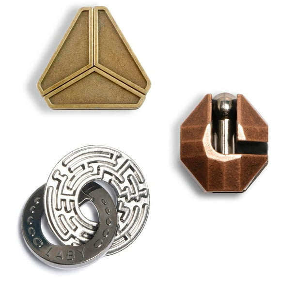 Puzzle Game Toy MHY Brain Teasers, rompecabezas de metal de 3 piezas
