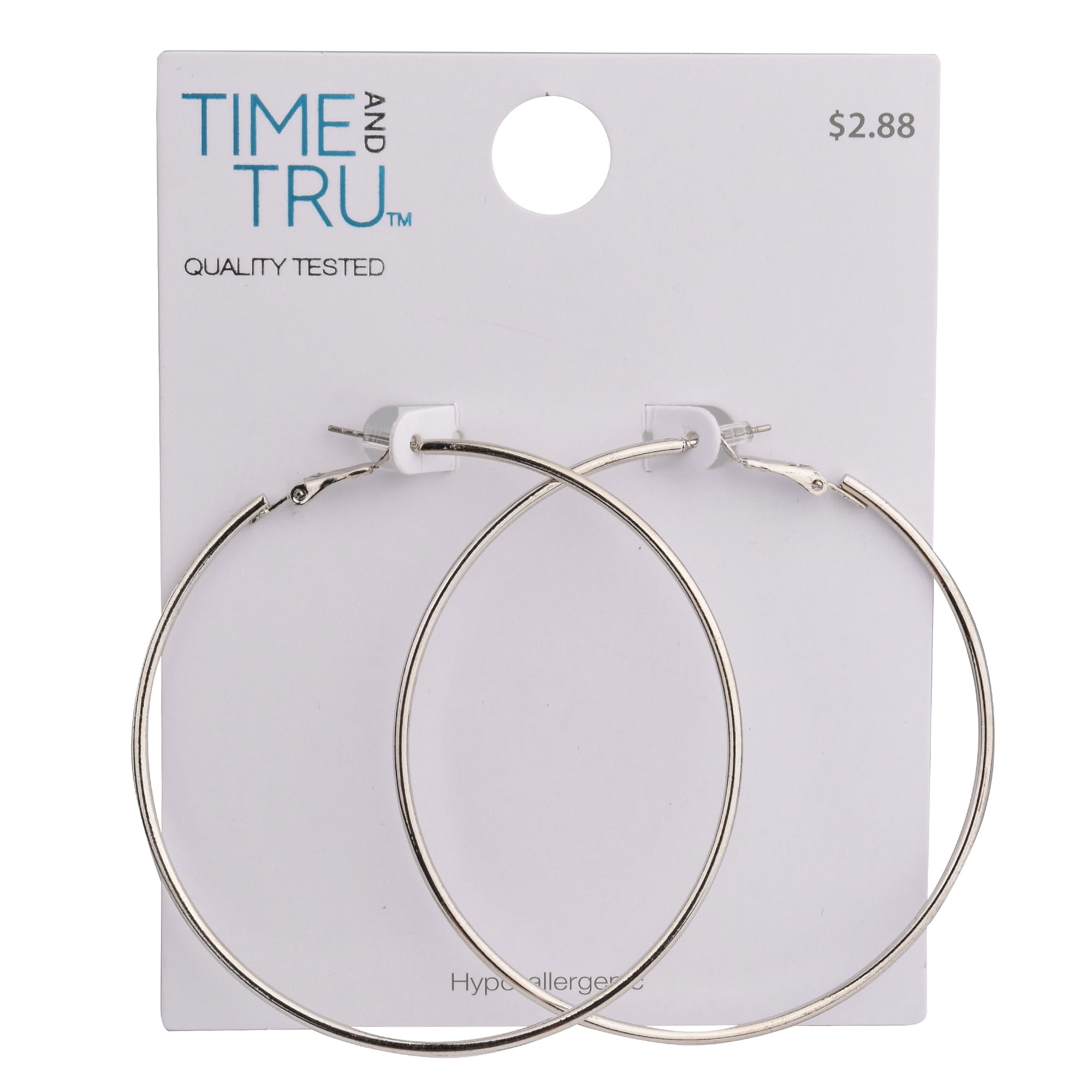 Time and Tru Silver-Tone Large Hoop Earrings
