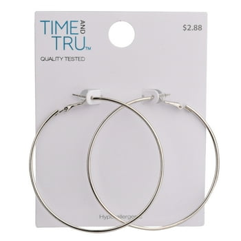 Time and Tru Silver-Tone Large Hoop Earrings
