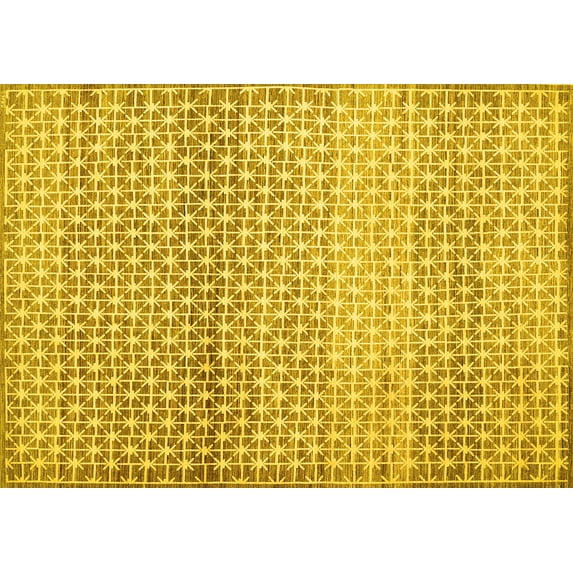 Ahgly Company Machine Washable Indoor Rectangle Abstract Yellow Contemporary Area Rugs, 5' x 8'