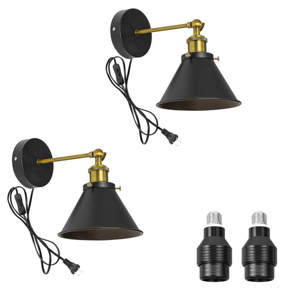 KAYYELAMP 2-Pack Hook Mounted Plant Light Full Spectrum 4500K 10W Adjusted Light Beam Range 15-60 Degree Vintage Black Wall Lamp for Indoor Plants Flowers Growing