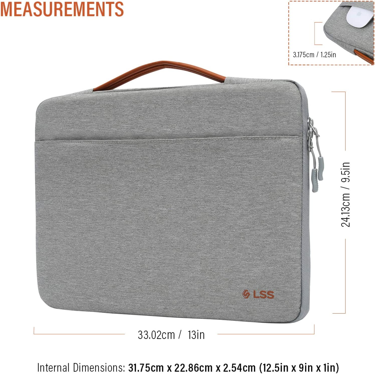 LSS Protective Laptop Sleeve Case with PU Leather Handle for Men/Women - Stylish Sleeve for 12"-12.9" Laptops, Compatible with MacBook Air, Pro