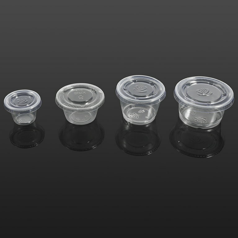 Ccdes 4 Sizes 50 Small Plastic Sauce Cups Food Storage Containers Clear  Boxes + Lids 