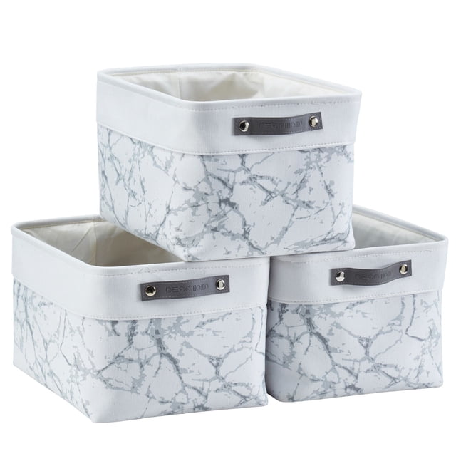 DECOMOMO 3-Packs Large Patterned Design Foldable Storage Bin W/Handles| Great For Organizing Shelf Nursery Home Closet & Office