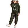 thumbnail image 3 of Ymyiu Girls Long Sleeve 2 Piece Outfits Girls Clothes Fall Winter Toddler Outfits Sweatshirt + Sweatpants 2 Piece Set 6-12 Months(Dark Green, 6-12 Months), 3 of 8