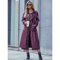 thumbnail image 5 of Eilly Bazar PU Faux Leather Trend Coat for Women Long Sleeve Female Long Trend Coat Burgundy S, 5 of 5