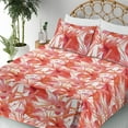 thumbnail image 3 of Ambesonne Hibiscus Fitted & Flat Sheet with Shams 4 Pcs Set, Watercolor Floral Print, King, Dark Coral Coral White, 3 of 5