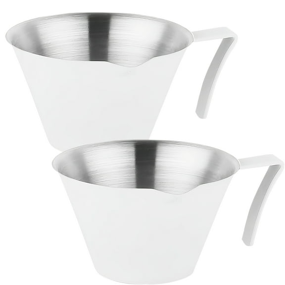 Stainless Steel Espresso Measuring Cup With Handle & Pour Spout 3.38oz Espresso Shot Cups Scale Marks Espresso Pouring Cup for cafe hotel home (2 PCS, White)