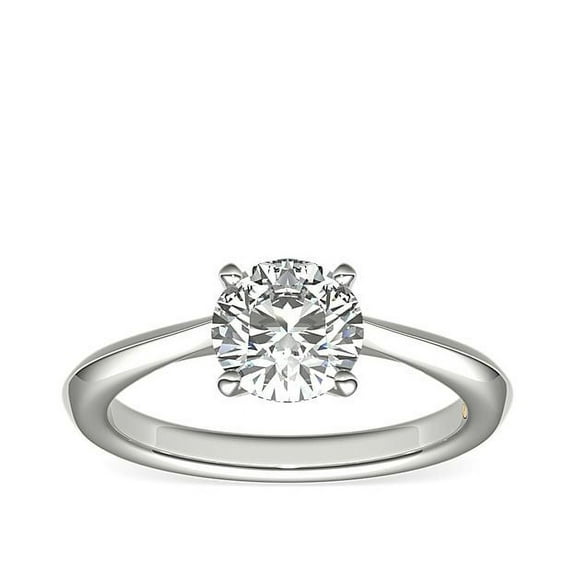 1.00 T.C.W Round Natural Diamond Wonderful Solitaire Engagement Ring for Women in Solid 14K White Gold Size 7