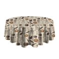 thumbnail image 5 of Beige Halloween Skull Pumpkin Cat Pattern Round Tablecloth 60"x60",Wrinkle Wipeable Table Cloth for Kitchen Dining Room Picnic Patio Party, 5 of 6