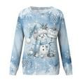 thumbnail image 4 of Women's Christmas Printed Round Neck Sweatshirt, Long Sleeve Casual Pullover Top, Raglan Sleeve Holiday Graphic Fall Winter Clothes,Light Blue,M, 4 of 7