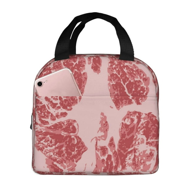 Easygdp Red Meat Bolsa Térmica Premium - Tela Oxford Impermeable, Gran Capacidad, Bolsillo Frontal, Unisex para Trabajo, Escuela, Actividades al Aire Libre y Picnics