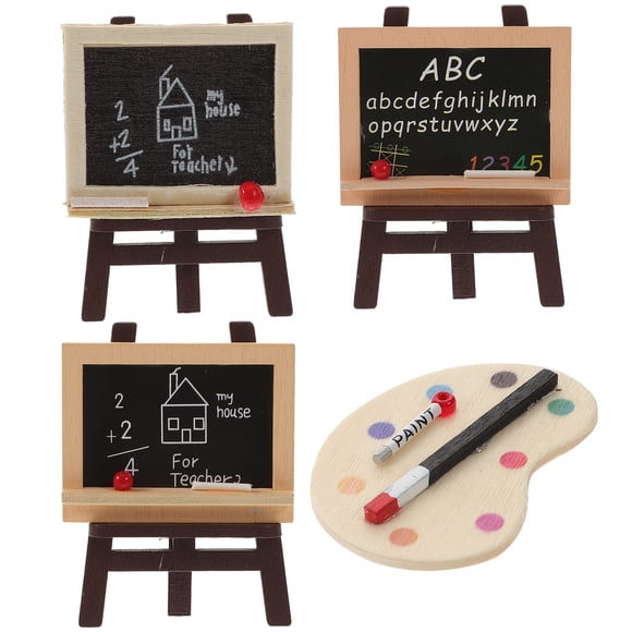 1 Set of Miniature Painting Board Kit Adorable Doll Blackboards Mini Easel Models Mini House Decors