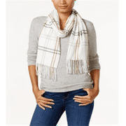 Cejon Women's Grid Pattern Woven Scarf White Size Regular