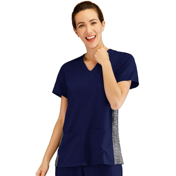 Minty Mint, Women's, V Neck Stretch Medical Scrub Top w Side Panels, Indigo, XL