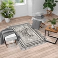 thumbnail image 4 of Spring Area Rug, Swirling Floral Look Design of Blossoming Flowers and Flying Butterfly, Soft Carpet for Living Room Decor with Distressed Look, 5.2' X 7.6', Charcoal Grey Pale Grey, by Ambesonne, 4 of 6