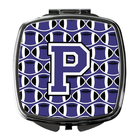 Letter P Football Purple and White Compact Mirror CJ1068-PSCM