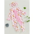 thumbnail image 5 of BemeyourBBs Newborn Baby Girls Western Cowgirl Outfits Ruffle Footed Romper Long Sleeve Boots Print Zipper Footie Jumpsuit Headband Spring Fall Winter Clothes, 5 of 9