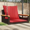 thumbnail image 1 of vidaXL Swing Bench with Cushions Brown 63x62x40 cm Poly Rattan, 1 of 5