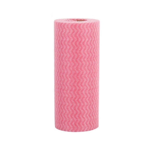 Xiao Hua 50 rollos de trapos desechables para cocina, paños de limpieza, toallitas de tela no tejida, toallitas de limpieza para el hogar, color rosa