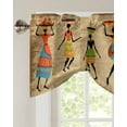 thumbnail image 2 of Tie Up Valance Curtain for Kitchen,Folk African Women Dancing Rod Pocket Short Curtains Adjustable Tie-Up Shade Valances,Tribal Art on Retro Brown Window Treatment for Bathroom Living Room Bedroom, 2 of 8