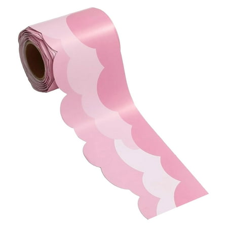 RENACLIPY Decorative Wall Border Trim Cloud Shape Pink Copper Paper Adhesive for Classroom Back-to-School 1 Roll