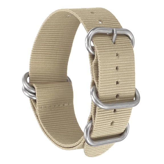 Uxcell Nylon Watch Band 22-29mm Single Pass Watch Straps Replacement Bands for Men Women with Silver Buckle Beige